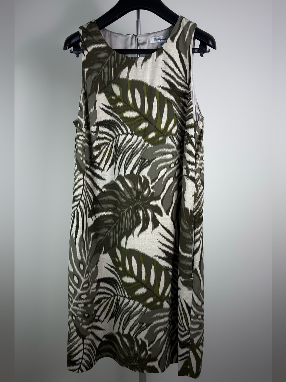 Tommy Bahama Silk Palm Leaf Shift Dress Size M Olive Green Tropical